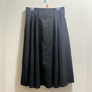 Belle Poque Elegant Black Pleated Skirt with button design sz XL